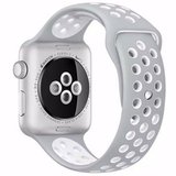 Curea iUni compatibila cu Apple Watch 1/2/3/4/5/6/7, 40mm, Silicon Sport, Argintiu/Alb